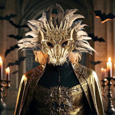 Dragon Cosplay Mask for Halloween and Carnival Half Face Dragon Mask Realistic Design Masquerade,Festivals Costume Accessory in Saudi Arabia