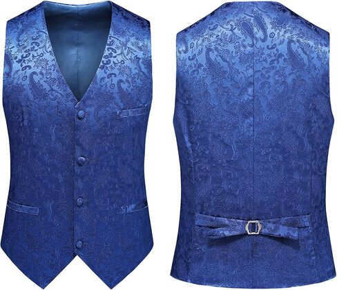 MOGU Mens 3 Piece Tuxedo Slim Fit Jacquard Floral Vintage Groomsmen Wedding Prom Suit in Saudi Arabia