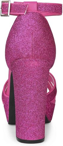 Perphy Glitter Platform Heel Crisscross Strap Chunky Heels Sandals for Women in Saudi Arabia