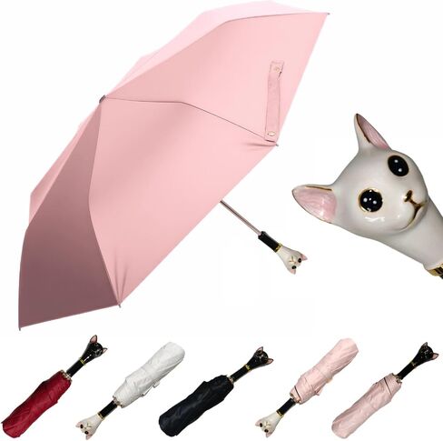 Handpainted Artisan Foldable Umbrella – Animal Lovers – Traditional Enamel Figurine – Fashion Umbrella – Unique Gift Idea – Compact & Windproof – Advanced UV Protection in Saudi Arabia