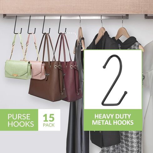 6 Pack Purse Hanger for Closet, 12 Storage Capacity Rotatable Purse Hooks, Hanging Backpack Bag Holder, Closet Organizers and Storage, Silver in Saudi Arabia