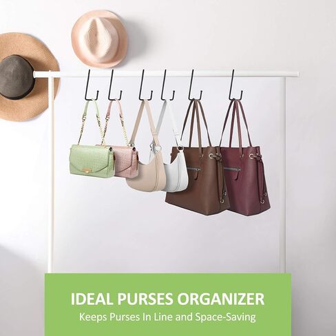6 Pack Purse Hanger for Closet, 12 Storage Capacity Rotatable Purse Hooks, Hanging Backpack Bag Holder, Closet Organizers and Storage, Silver in Saudi Arabia