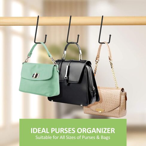 6 Pack Purse Hanger for Closet, 12 Storage Capacity Rotatable Purse Hooks, Hanging Backpack Bag Holder, Closet Organizers and Storage, Silver in Saudi Arabia