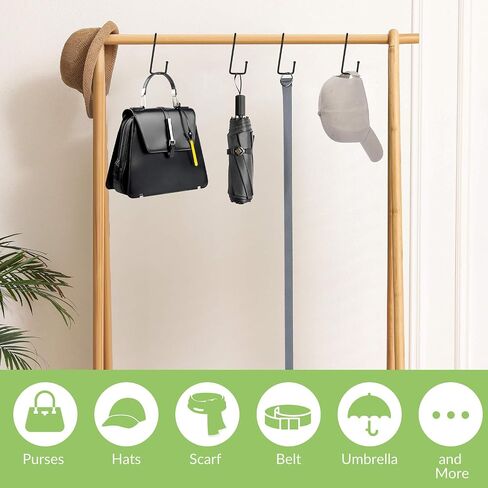 6 Pack Purse Hanger for Closet, 12 Storage Capacity Rotatable Purse Hooks, Hanging Backpack Bag Holder, Closet Organizers and Storage, Silver in Saudi Arabia