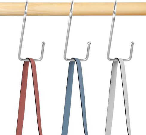 6 Pack Purse Hanger for Closet, 12 Storage Capacity Rotatable Purse Hooks, Hanging Backpack Bag Holder, Closet Organizers and Storage, Silver in Saudi Arabia