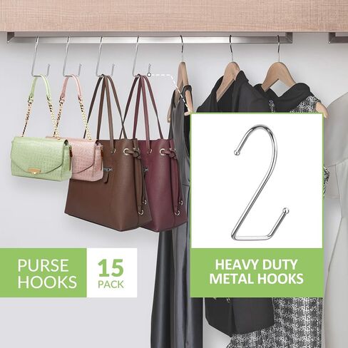 6 Pack Purse Hanger for Closet, 12 Storage Capacity Rotatable Purse Hooks, Hanging Backpack Bag Holder, Closet Organizers and Storage, Silver in Saudi Arabia
