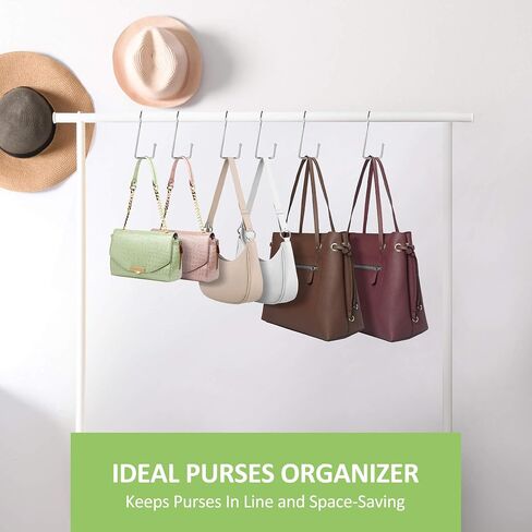 6 Pack Purse Hanger for Closet, 12 Storage Capacity Rotatable Purse Hooks, Hanging Backpack Bag Holder, Closet Organizers and Storage, Silver in Saudi Arabia