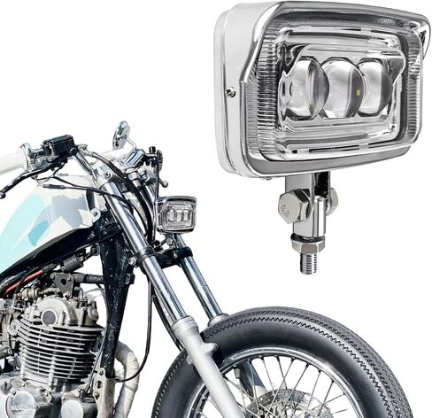 Motorcycle Headlight Square Led Headlamp Visor High Low Beam Bright for Harley Honda Yamaha Suzuki Kawasaki Chopper Cafe Racer Bobber Cruiser(Clear) in Kuwait