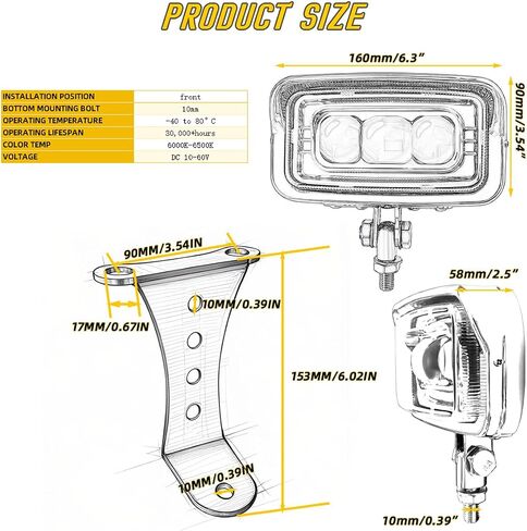 Motorcycle Headlight Square Led Headlamp Visor High Low Beam Bright for Harley Honda Yamaha Suzuki Kawasaki Chopper Cafe Racer Bobber Cruiser(Clear) in Kuwait