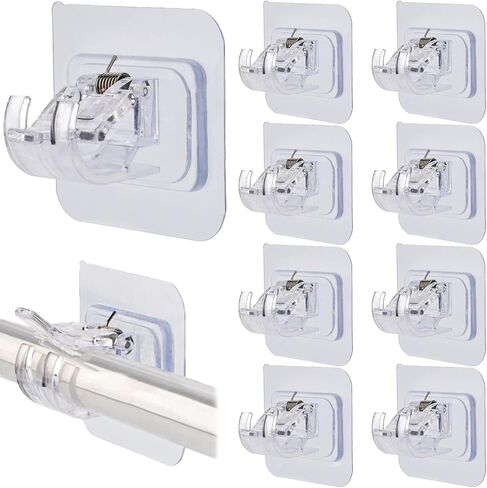 4 Pcs No Drill Curtain Rod Brackets Self Adhesive No Drilling Curtain Rod Holders Hooks Nail Free Adjustable Curtain Hangers for Home Bathroom Kitchen and Hotel Use in Saudi Arabia