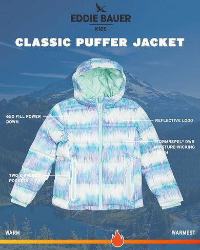 Eddie Bauer Girls' Winter Jacket - Heavyweight Quilted Down Jacket - Insulated Hooded Outerwear Coat for Girls (5-20) in Saudi Arabia