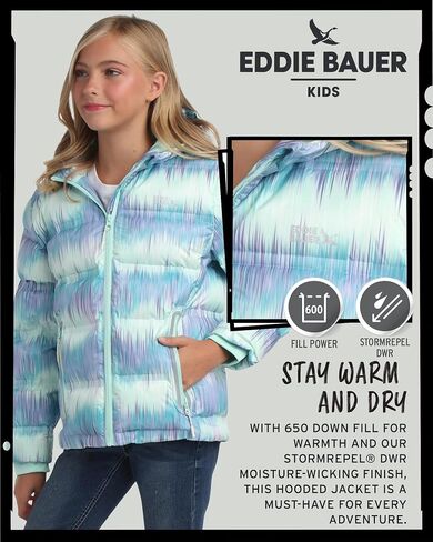 Eddie Bauer Girls' Winter Jacket - Heavyweight Quilted Down Jacket - Insulated Hooded Outerwear Coat for Girls (5-20) in Saudi Arabia