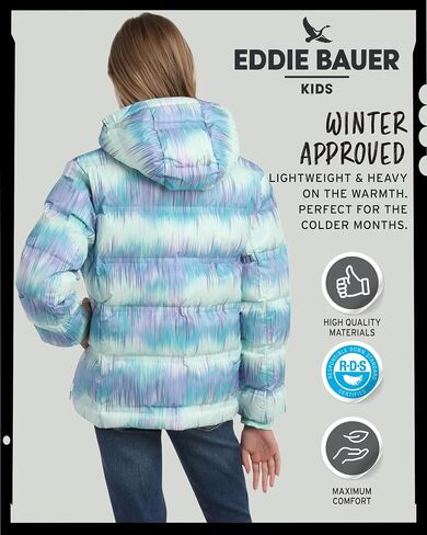 Eddie Bauer Girls' Winter Jacket - Heavyweight Quilted Down Jacket - Insulated Hooded Outerwear Coat for Girls (5-20) in Saudi Arabia