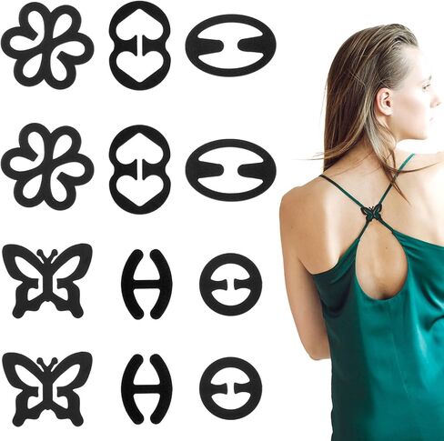 12 PCS مقاطع حزام حمالة صدرية لأحواض الأشرطة المضادة للانزلاق Racerback أحزمة إخفاء قابلة للتعديل للظهر ، خطافات متعددة الطراز للنساء in Kuwait