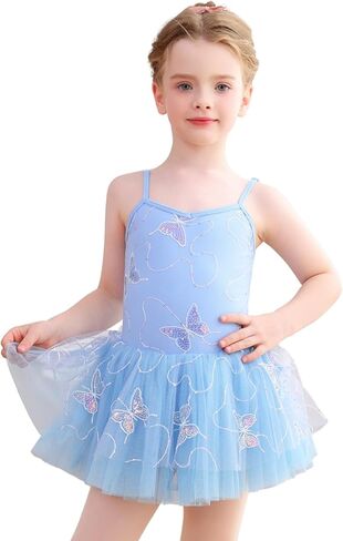 Ballet Leotards for Girls Camisole Tutu Skirt with Butterfly Pattern in Kuwait