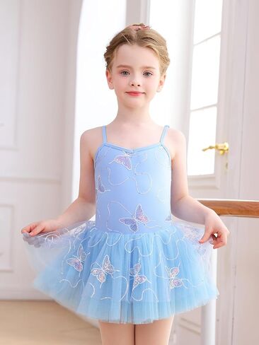 Ballet Leotards for Girls Camisole Tutu Skirt with Butterfly Pattern in Kuwait