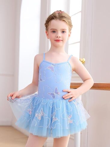 Ballet Leotards for Girls Camisole Tutu Skirt with Butterfly Pattern in Kuwait