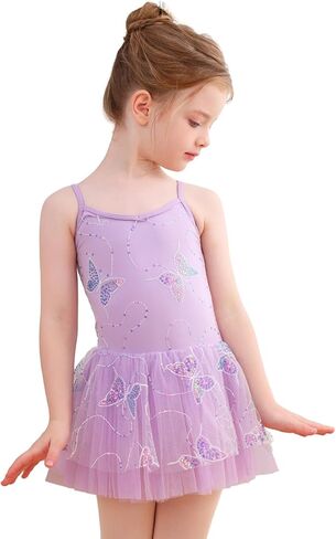 Ballet Leotards for Girls Camisole Tutu Skirt with Butterfly Pattern in Kuwait