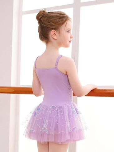Ballet Leotards for Girls Camisole Tutu Skirt with Butterfly Pattern in Kuwait