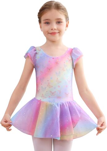 ثياب باليه للبنات للأطفال الفتيات الكلاسيكية الكشكش الأكمام توتو Kirted Leotard Toddler/Little Kid/Big Kid in Kuwait