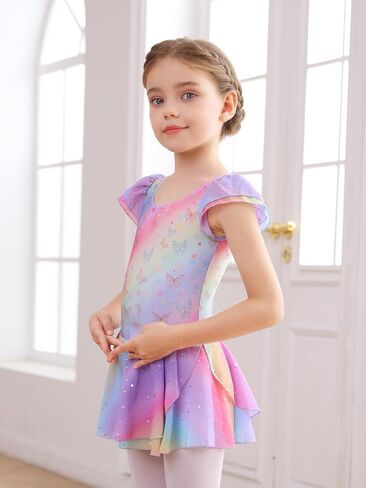 ثياب باليه للبنات للأطفال الفتيات الكلاسيكية الكشكش الأكمام توتو Kirted Leotard Toddler/Little Kid/Big Kid in Kuwait