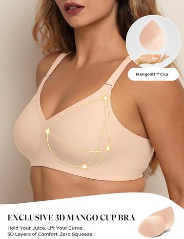 Comfelie Women v Neck Wireless Bra التغطية الكاملة Comfort Jelly Strip Bras داعمة in Kuwait