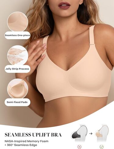 Comfelie Women v Neck Wireless Bra التغطية الكاملة Comfort Jelly Strip Bras داعمة in Kuwait