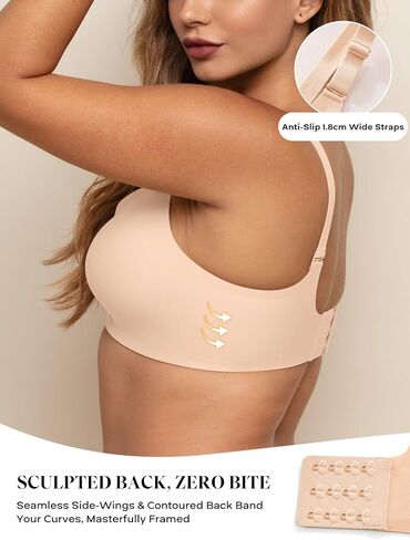 Comfelie Women v Neck Wireless Bra التغطية الكاملة Comfort Jelly Strip Bras داعمة in Kuwait