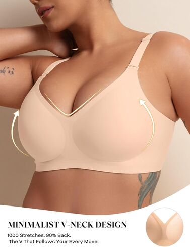 Comfelie Women v Neck Wireless Bra التغطية الكاملة Comfort Jelly Strip Bras داعمة in Kuwait