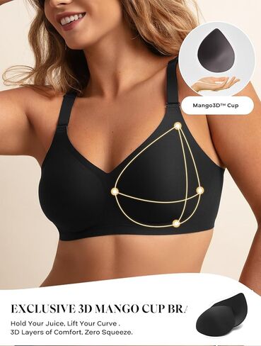 Comfelie Women v Neck Wireless Bra التغطية الكاملة Comfort Jelly Strip Bras داعمة in Kuwait