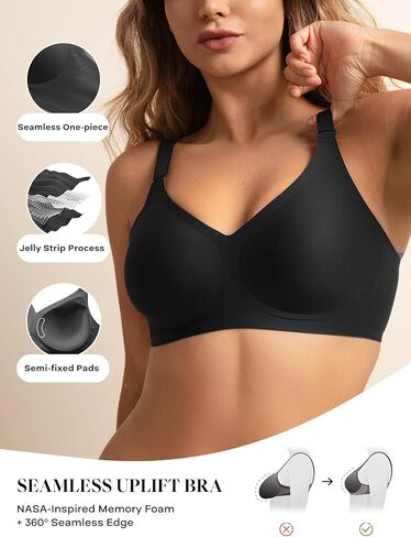 Comfelie Women v Neck Wireless Bra التغطية الكاملة Comfort Jelly Strip Bras داعمة in Kuwait