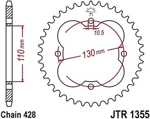 JT Sprockets الظهر الخلف صلب 48T لهوندا TRX 90 125 in Saudi Arabia