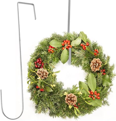 12" Wreath Hanger for Front Door, Metal Over The Door Single Hook, Silver in Saudi Arabia
