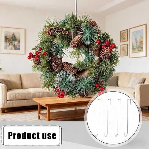 12" Wreath Hanger for Front Door, Metal Over The Door Single Hook, Silver in Saudi Arabia