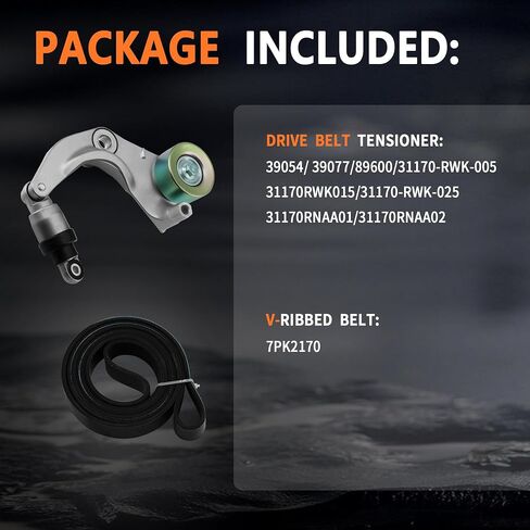 Drive Belt Telection & Serpentine Kit لعام 2007-2011 Honda Civic 1.8L L4 ، استبدل 39054 31170-RWK-005 7pk2170 in Saudi Arabia