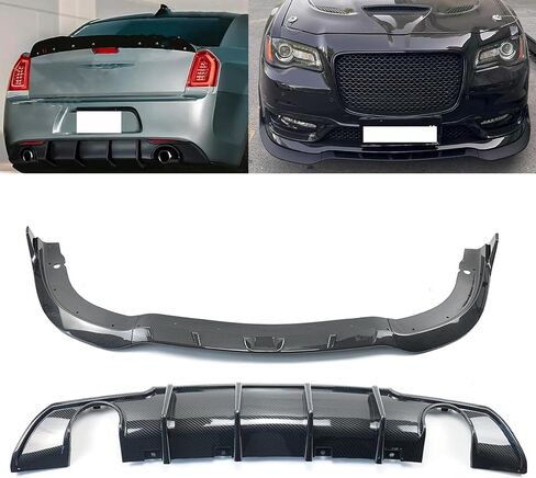 Full Body Kits for Chrysler 300 C S SRT 2015-2023 V3 Style Front Bumper Lip Splitter & Rear Diffuser Lip (Glossy Black) in Saudi Arabia