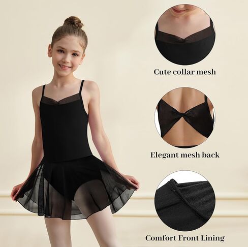 DANSHOW Mesh Ballet Leotard for Girls Toddler Dance Dress with Skirt, Hollow Back, Full Front Lining in Saudi Arabia