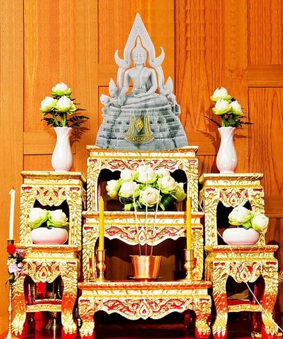 BUDDHO Chinnaraj Thai Buddha Statue for Home Decor 8" h Gold Buddha Sculpture Small Gift Office Gift Office Decor Figurines Meditation Altar Sculpture in Kuwait