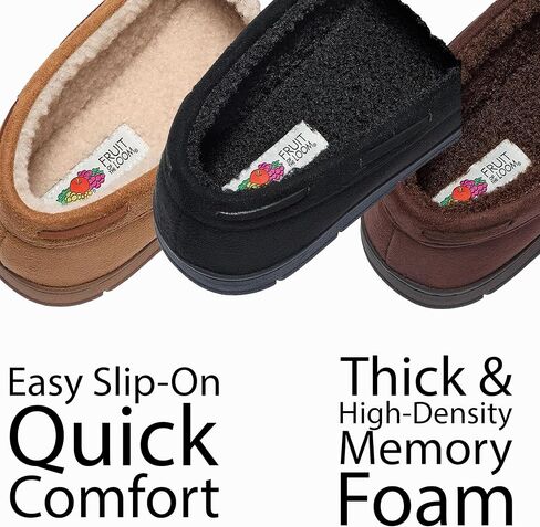 Fruit of the Loom Men's Moccasin, Indoor/Outdoor Slipper, Memory Foam, Sherpa Lined, Large, Brown in Kuwait