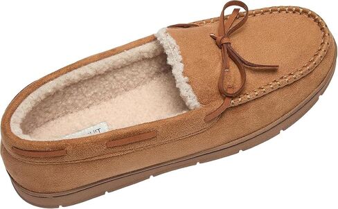 Fruit of the Loom Men's Moccasin, Indoor/Outdoor Slipper, Memory Foam, Sherpa Lined, Large, Brown in Kuwait