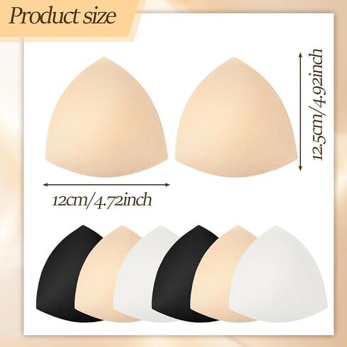 3 أزواج منصات حمالة صدرية إدراج تدفع أكواب حمالة الصدر الرياضية إدراج منصات الثدي القابلة للإزالة للملحقات الحدوث المثلثات المثلثات الحشوة لبدلة السباحة السباحة ، بيج أبيض أسود in Saudi Arabia