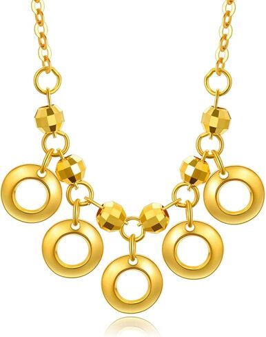 SISGEM Solid 18K Gold Necklace for Women, Classic Gold Dangling Circles Pendant Jewelry Anniversary Birthday Gifts for Her, Mom, Wife in Saudi Arabia