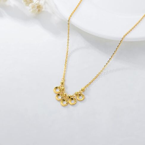SISGEM Solid 18K Gold Necklace for Women, Classic Gold Dangling Circles Pendant Jewelry Anniversary Birthday Gifts for Her, Mom, Wife in Saudi Arabia