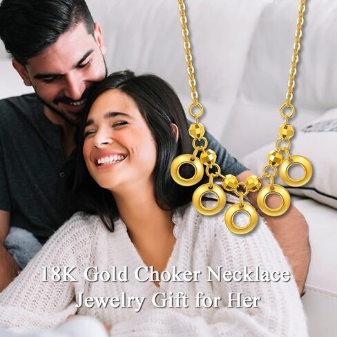 SISGEM Solid 18K Gold Necklace for Women, Classic Gold Dangling Circles Pendant Jewelry Anniversary Birthday Gifts for Her, Mom, Wife in Saudi Arabia