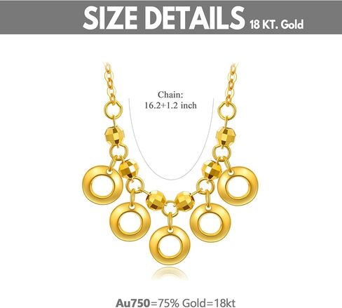 SISGEM Solid 18K Gold Necklace for Women, Classic Gold Dangling Circles Pendant Jewelry Anniversary Birthday Gifts for Her, Mom, Wife in Saudi Arabia