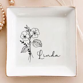 Funny Gift for Besties - Friendship Jewelry Dish for Women BFFs on Birthday Christmas, 4" Ceramic Ring Trinket Tray Here's Another Year - Unique Gift for Sisters Coworkers Classmates in Saudi Arabia