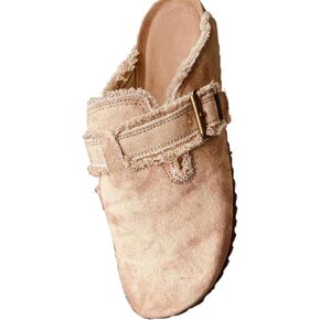 Women’s Flat Mule Shoes Comfy Clogs Suede Slip on Backless Slipper Summer Classic Round Toe Adjustable Buckle with Arch Support Anti Slip Sandals Unisex for Home Office in Saudi Arabia