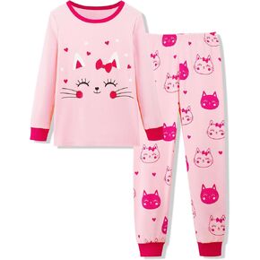 Mikrdoo Girls Pajamas Kids Soft Cutton Cotton Long Long Sleeve 2 قطعة PJs Snug-Fit in Kuwait