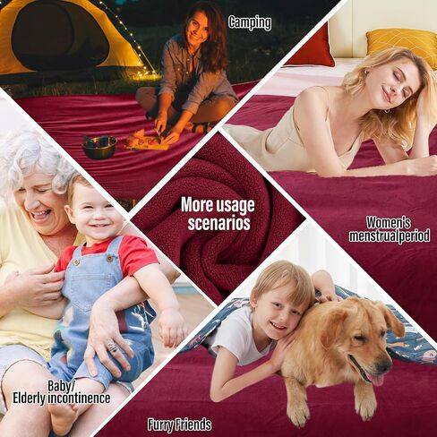 Waterproof Blanket for Bed Couch Sofa, 60"x80" Reversible & Washable, Waterproof Blanket Queen Size, Water Resistant Twin Bed Blankets, Leakproof (Burgundy/Rose Pink) in Saudi Arabia