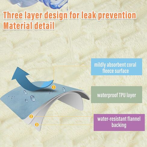 Water Resistant Blanket for Bed Couch Sofa, 60"x80" Reversible & Washable Microfiber Blanket, Queen Size Waterproof Throw, Pet Friendly & Leakproof (Snow White/Bright White) in Saudi Arabia